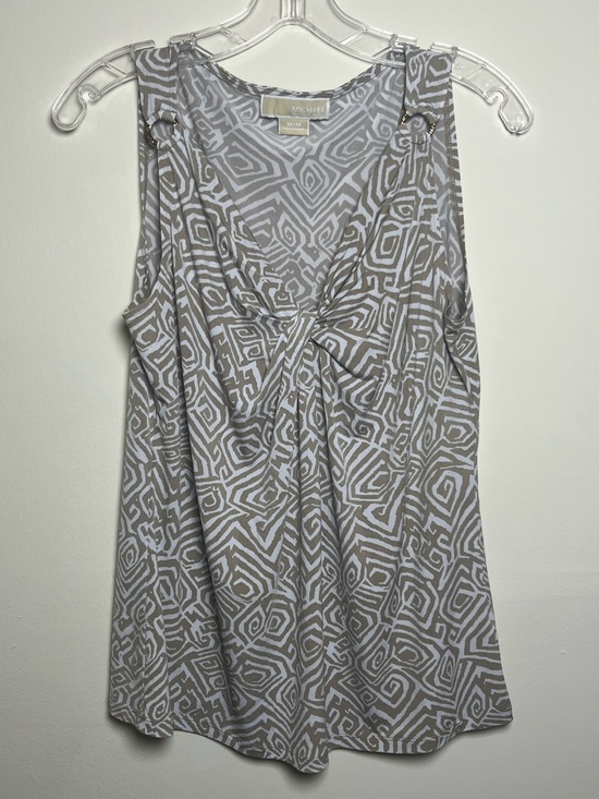 Michael Kors Tops - Women/s Michael Kors Sleeveless Twist-Front Geometric Tank Top - Tan/White